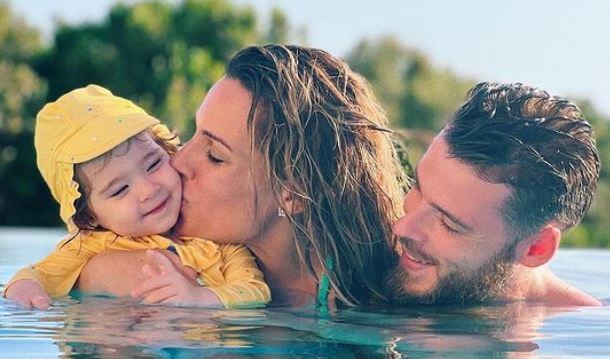 David de Gea with his girlfriend Edurne and daughter.